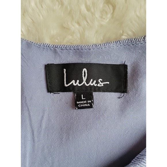 Lulus | Size L | Off the Shoulder Blue & White Striped Flowy Woven Dress Lined - Picture 13 of 15